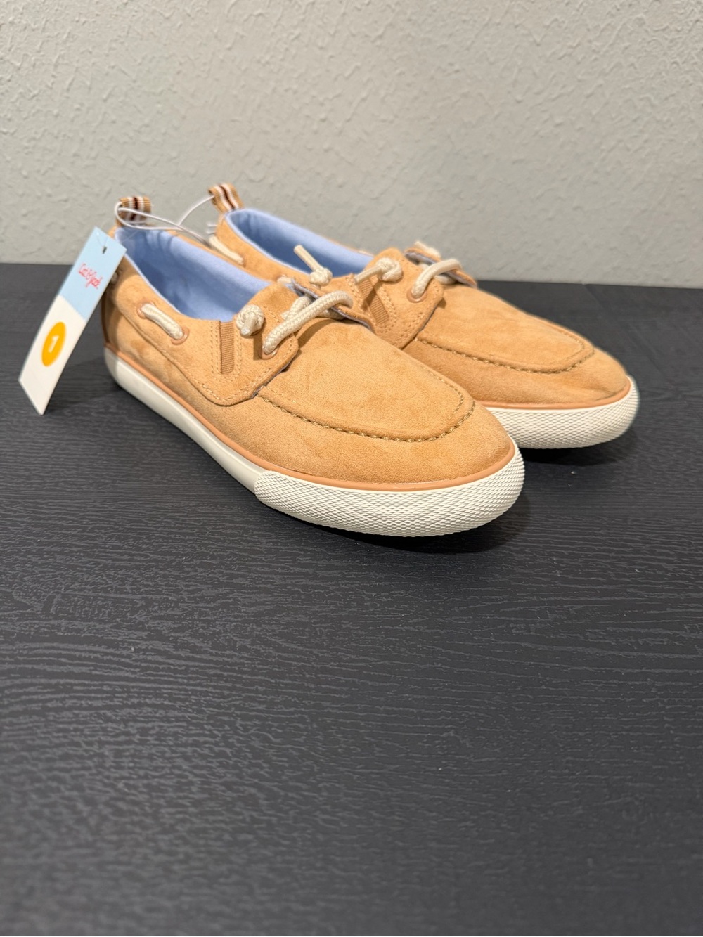 Cat & Jack Boys Size 1 Suede Boat Shoes in Tan
